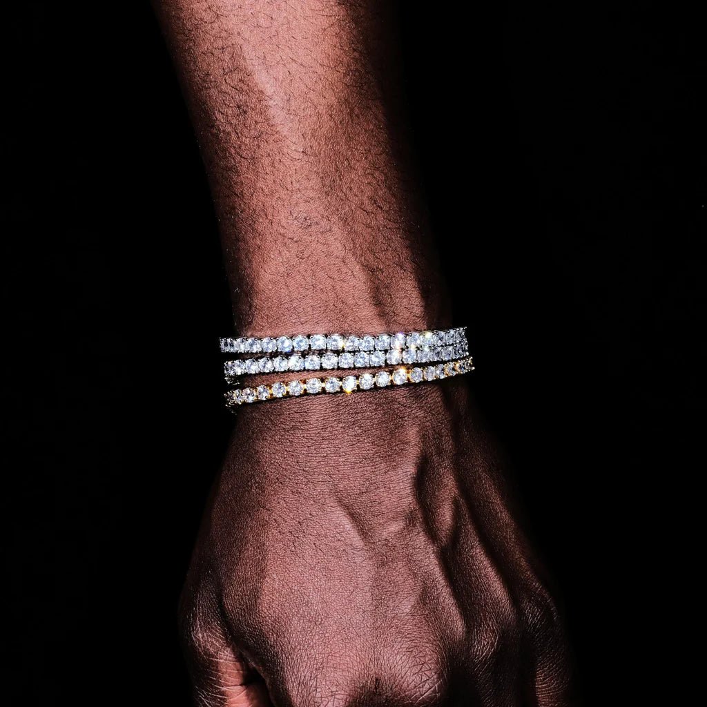 Two-tone 4mm Iced Yellow Gold-Plated CZ Cuban Link Bracelet - TONGSHOP / BestValue / filter-type-bracelet-bestseller