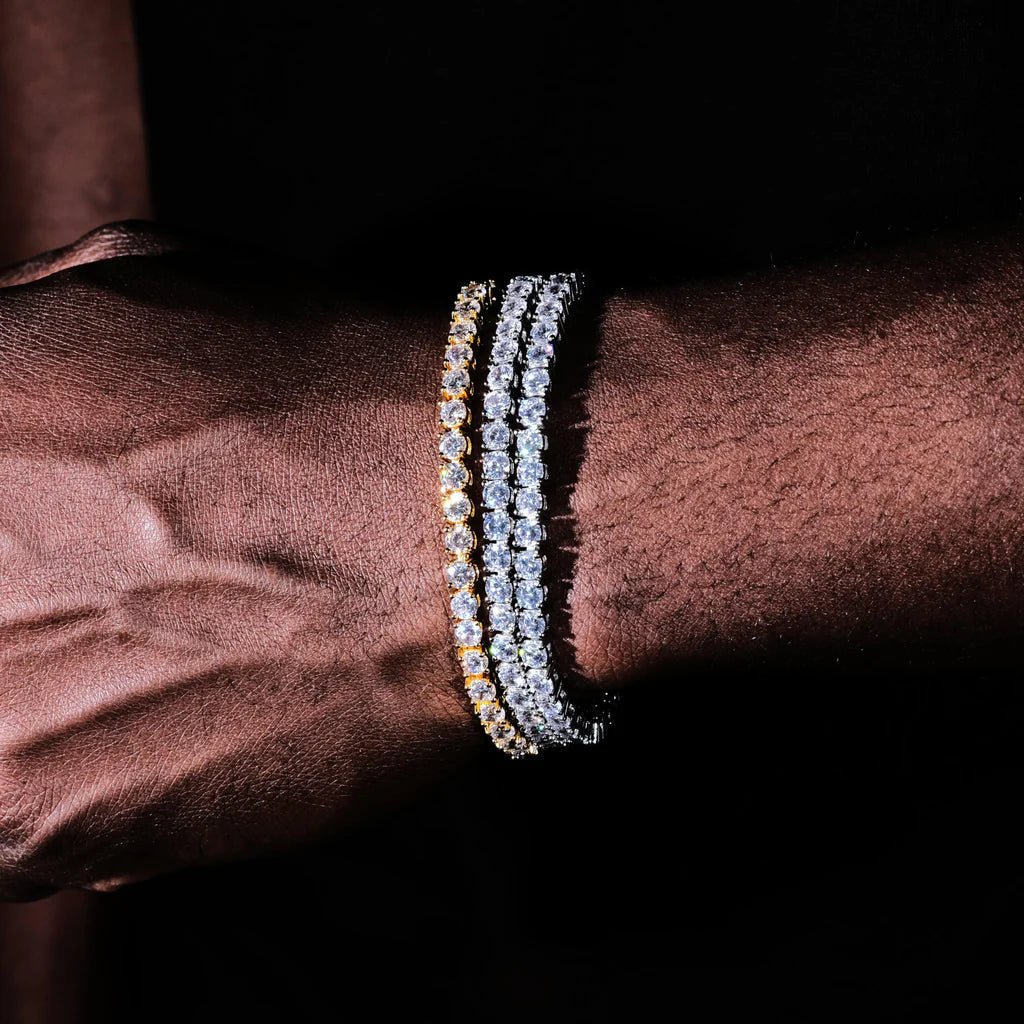 Two-tone 4mm Iced Yellow Gold-Plated CZ Cuban Link Bracelet - TONGSHOP / BestValue / filter-type-bracelet-bestseller