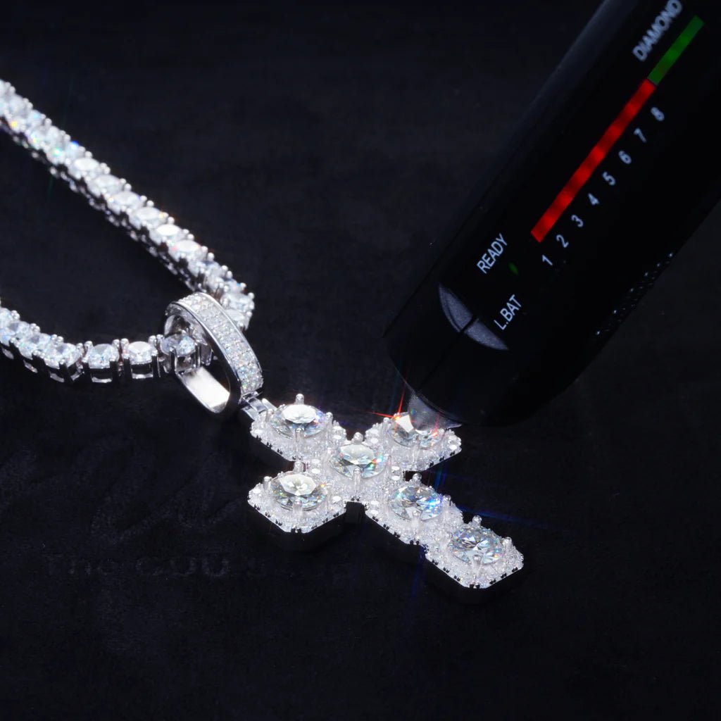VVS Moissanite Gemstone Cross Necklace In White Gold - 8.0 Carat - TONGSHOP / /