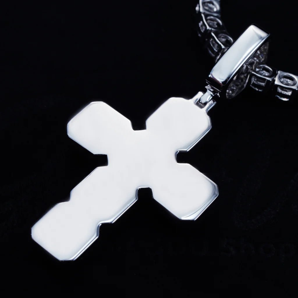 VVS Moissanite Gemstone Cross Necklace In White Gold - 8.0 Carat - TONGSHOP / /