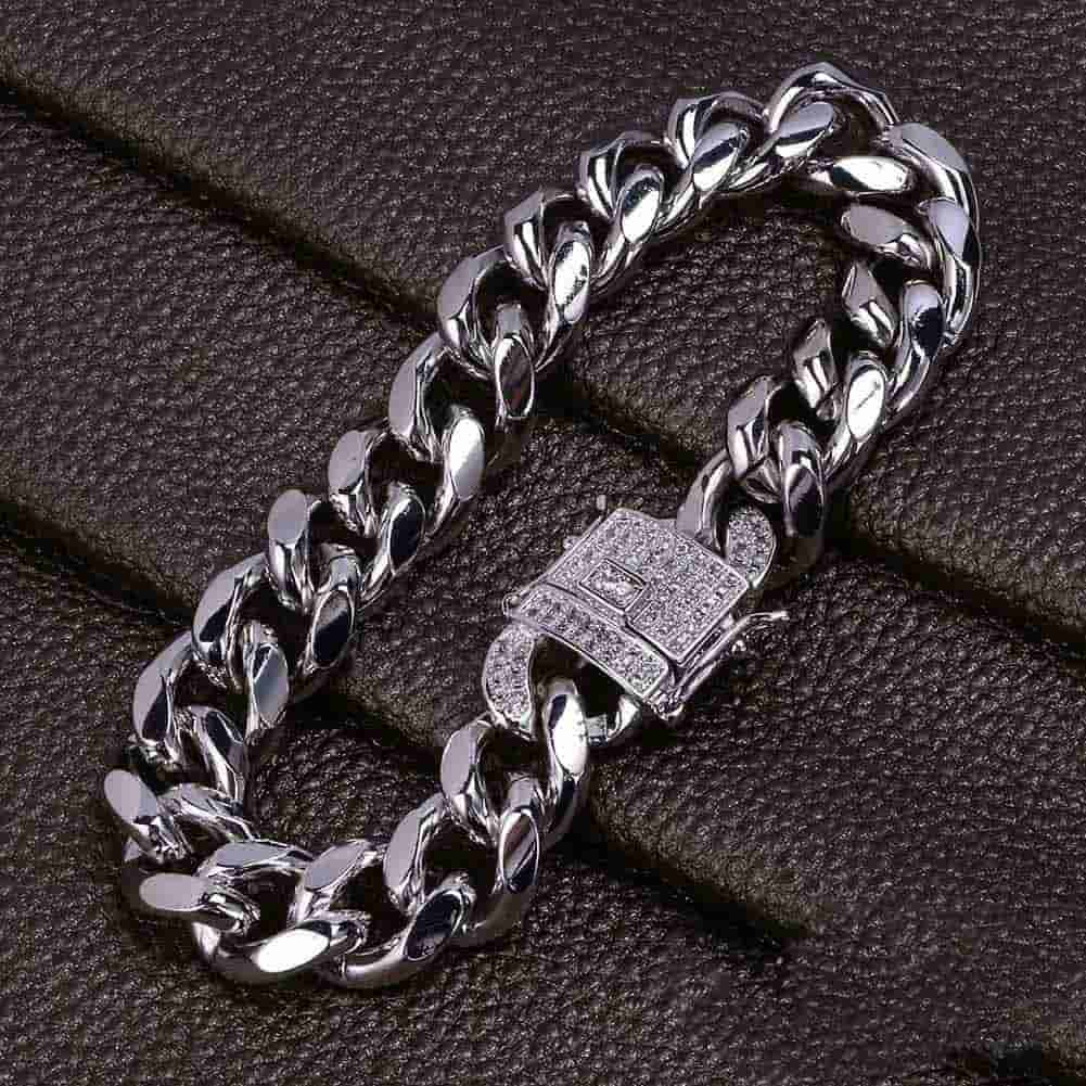 Iced Lock Cuban Link Bracelet - TONGSHOP / gold / Iced Lock Cuban Link Bracelet