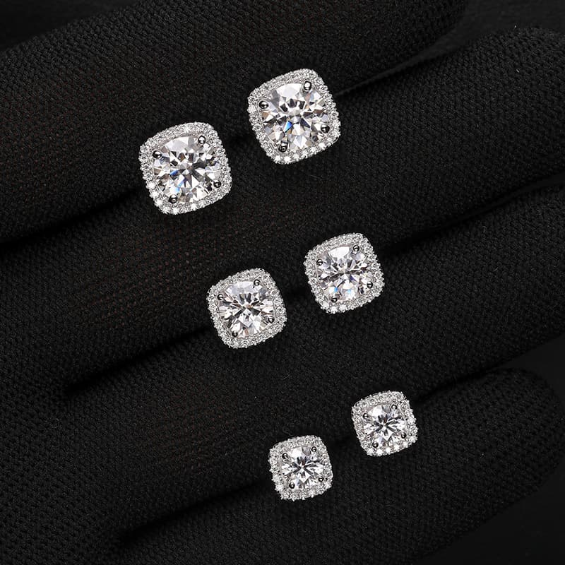 Artisan - Crafted S925 Square Ice Sugar VVS Moissanite Earring - TONGSHOP