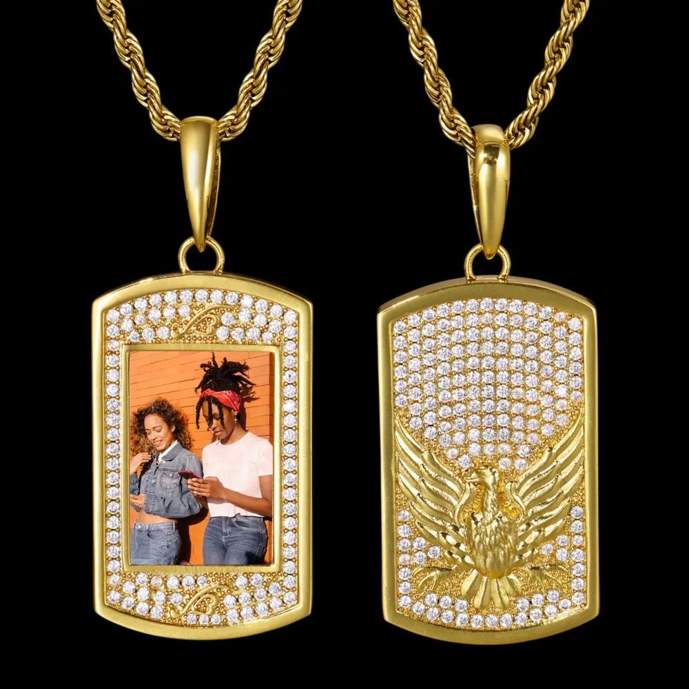 Bald Eagle Solid Dog Tag Custom Photo Pendant - 25mm - TONGSHOP / Length:16 / Length:18