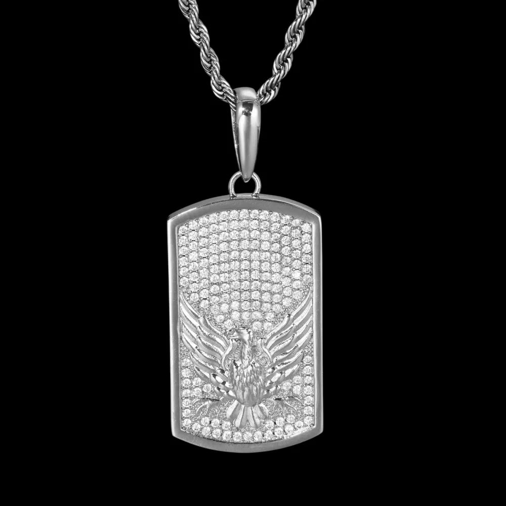 Bald Eagle Solid Dog Tag Custom Photo Pendant - 25mm - TONGSHOP / Length:16 / Length:18