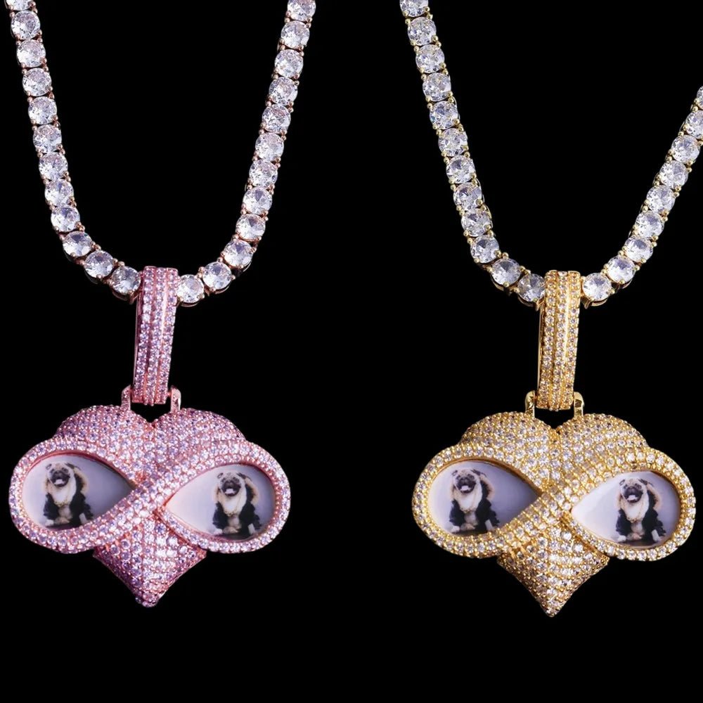 Beloved Eyes Solid Custom Photo Heart Pendant - 50mm - TONGSHOP / Length:16 / Length:18