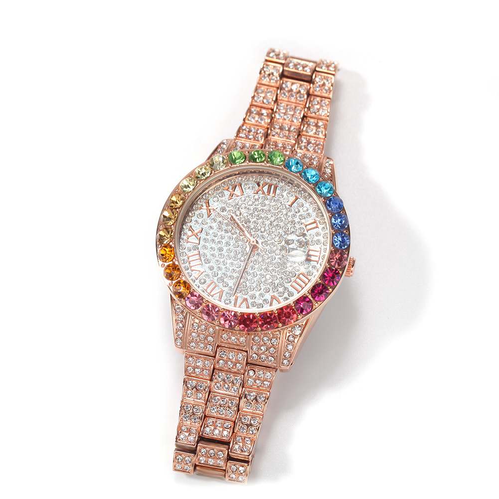 BLING Rainbow Gradient Diamond Ice Watch - TONGSHOP