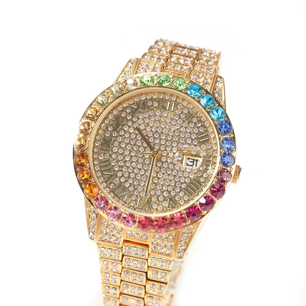 BLING Rainbow Gradient Diamond Ice Watch - TONGSHOP