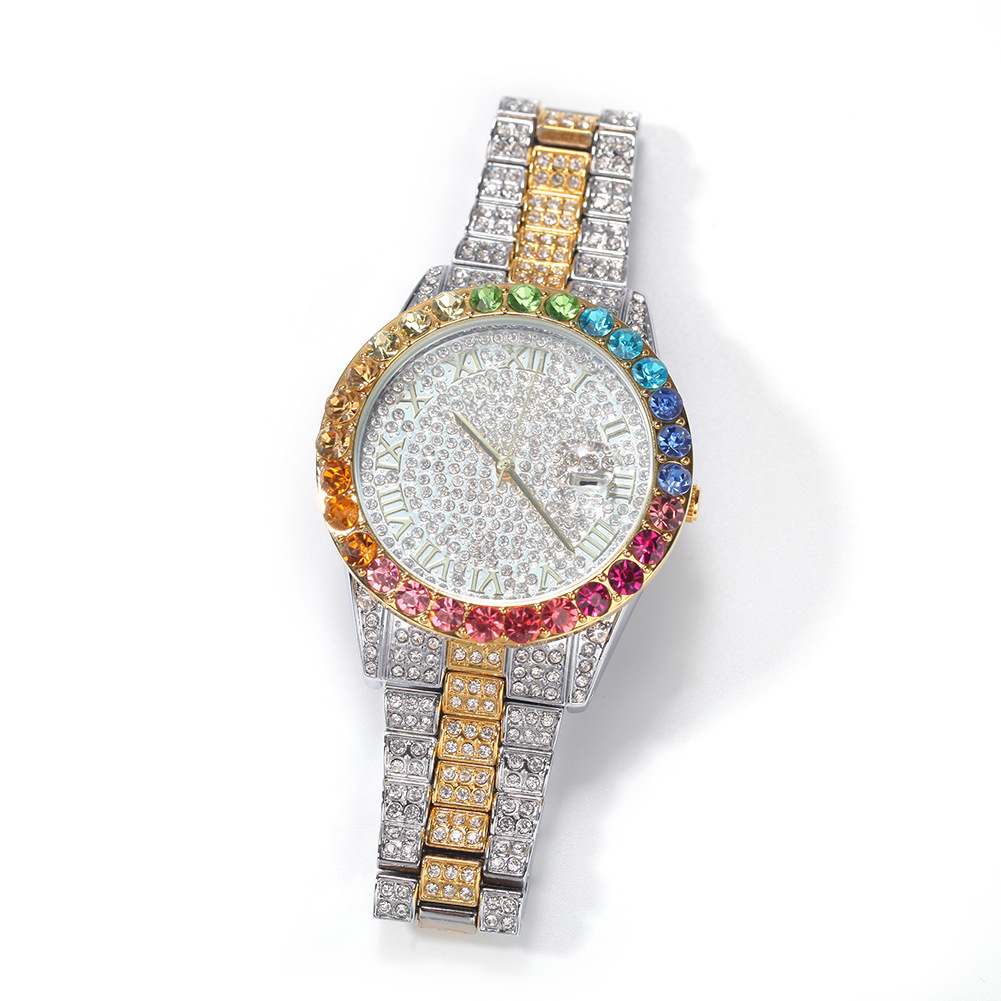 BLING Rainbow Gradient Diamond Ice Watch - TONGSHOP