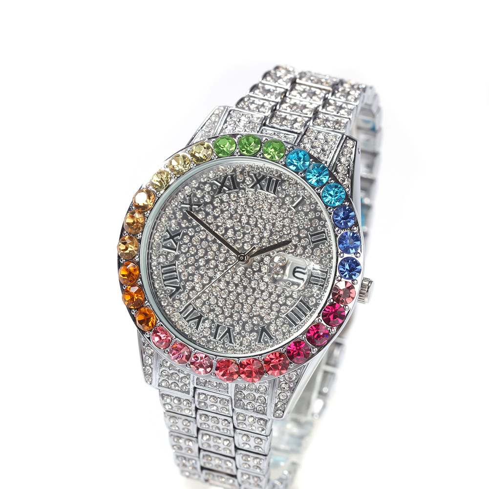 BLING Rainbow Gradient Diamond Ice Watch - TONGSHOP