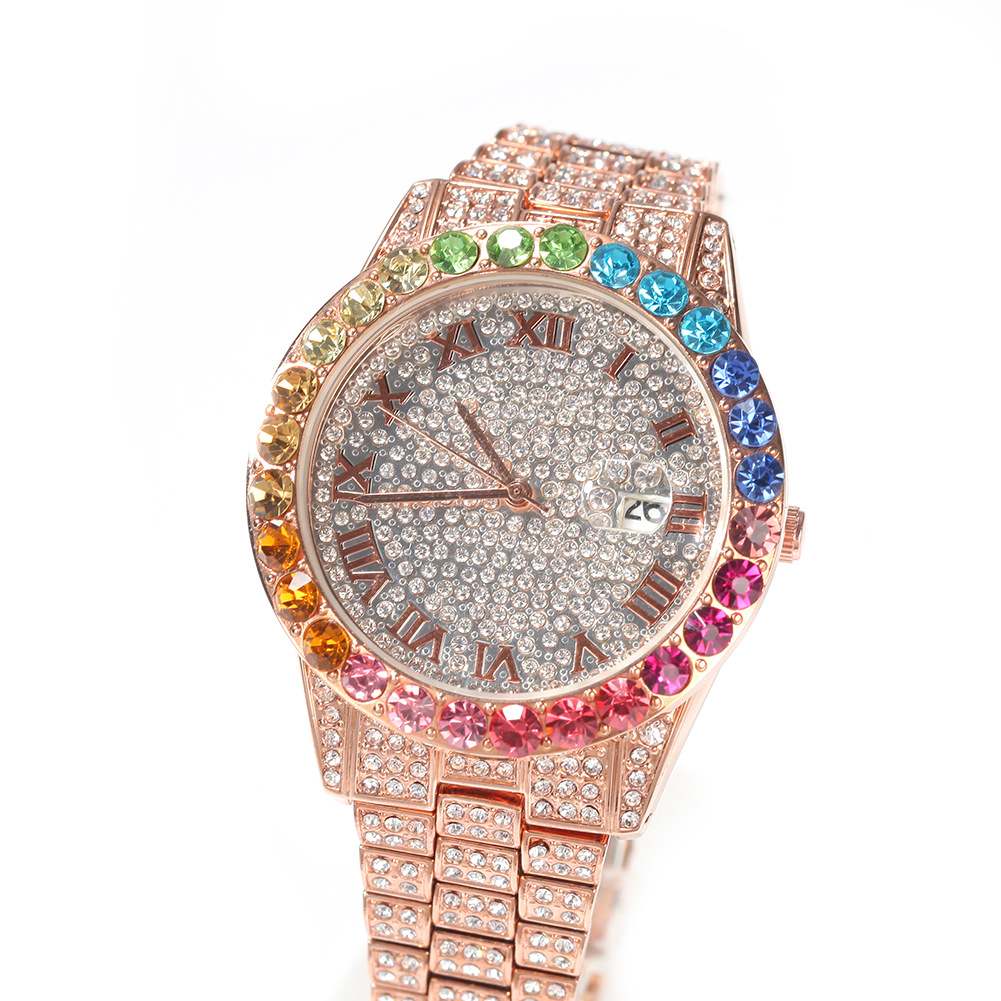 BLING Rainbow Gradient Diamond Ice Watch - TONGSHOP