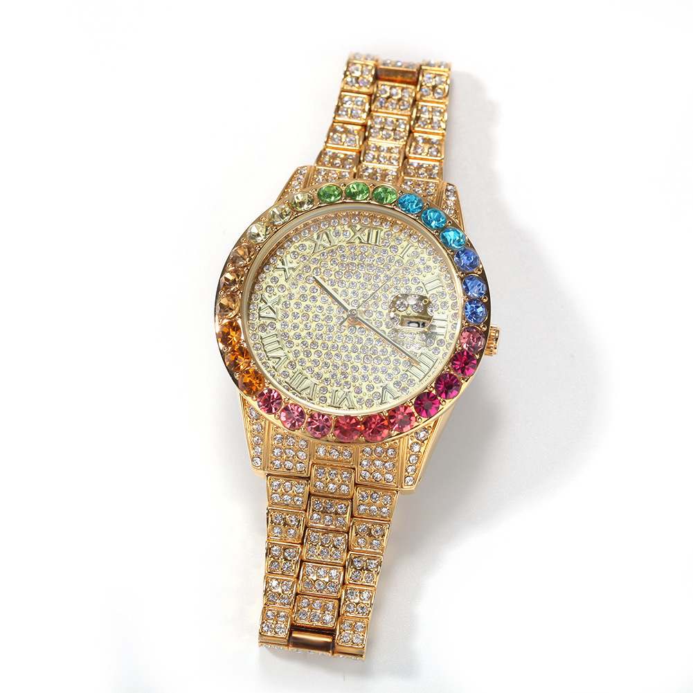 BLING Rainbow Gradient Diamond Ice Watch - TONGSHOP