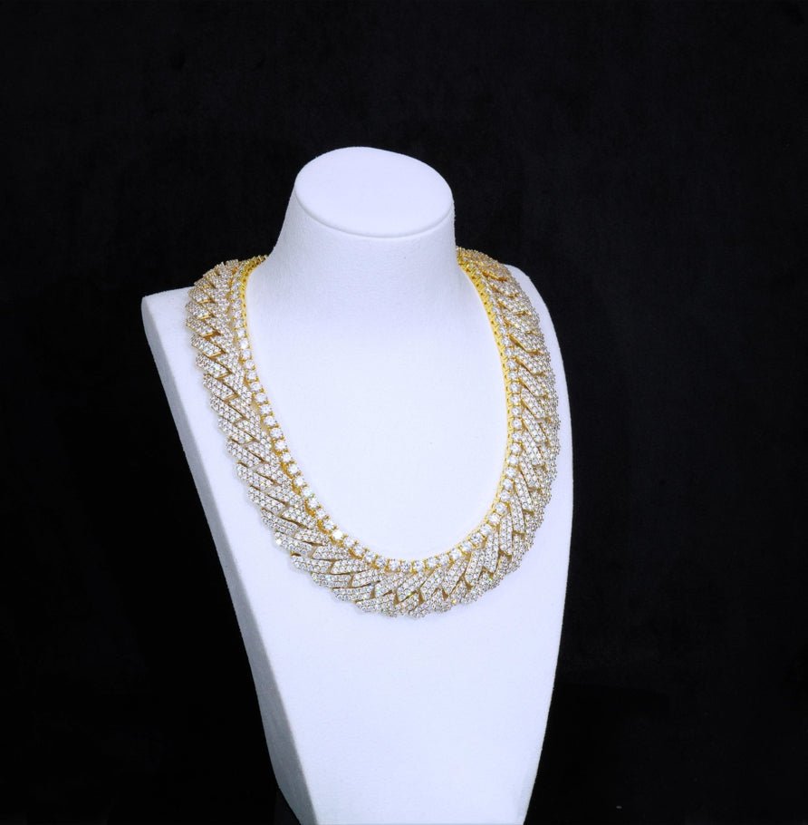 Bundle 2 - Row Prong Cuban - 19mm & Tennis in Gold - 5mm - TONGSHOP