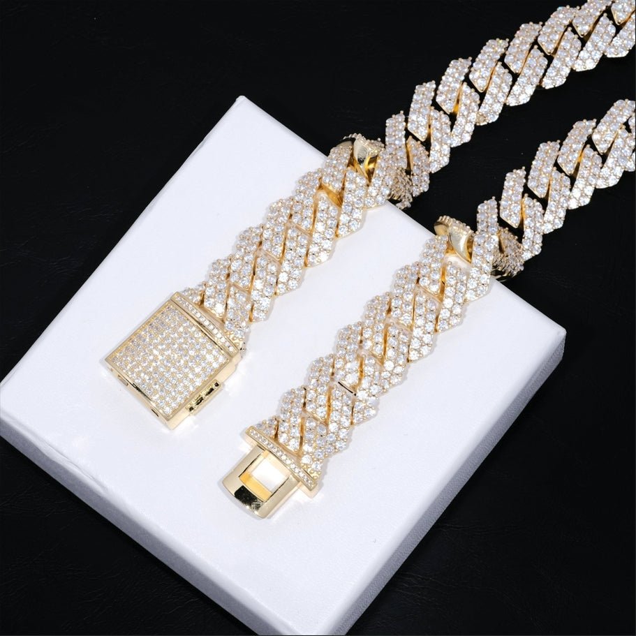 Bundle 2 - Row Prong Cuban - 19mm & Tennis in Gold - 5mm - TONGSHOP