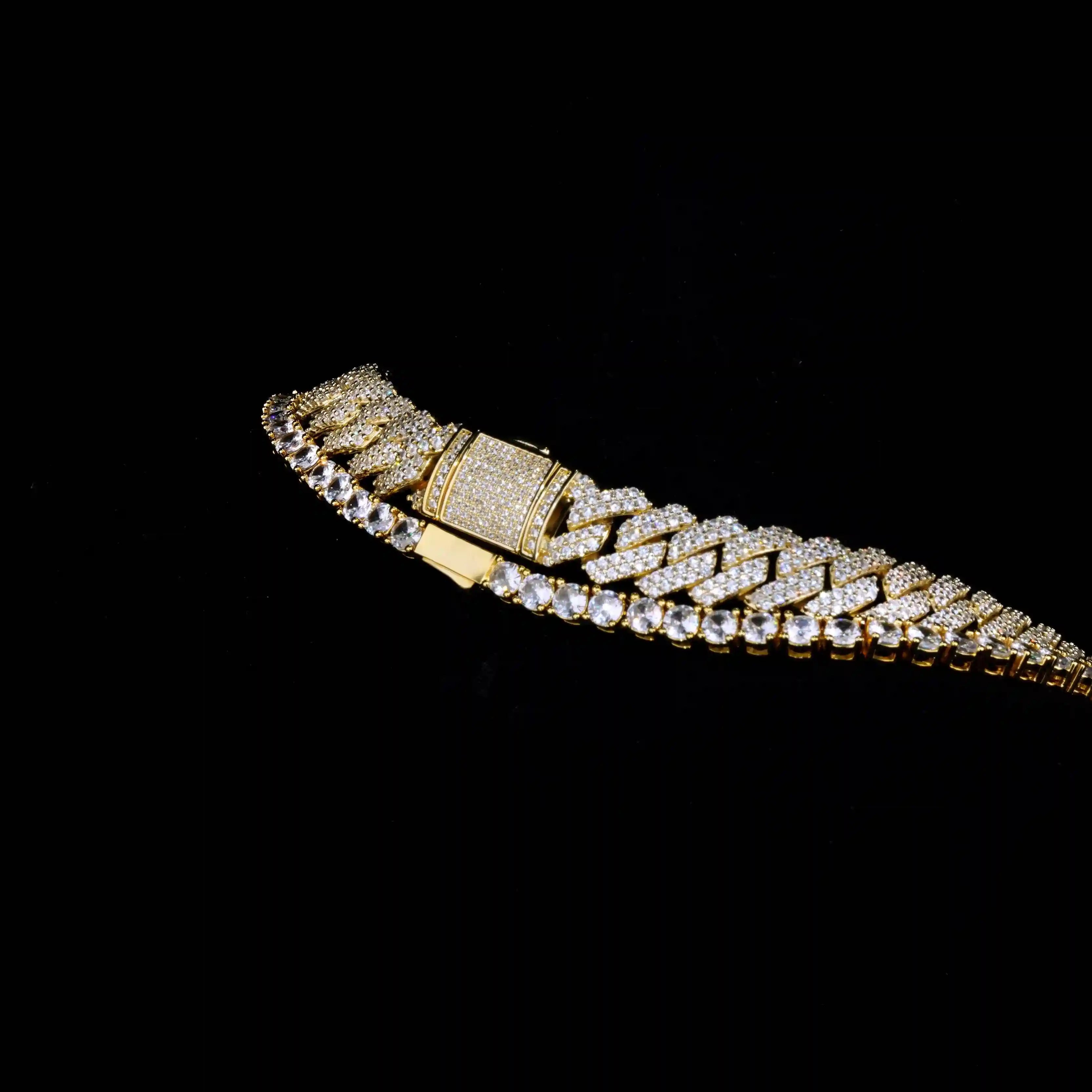 Bundle Prong Cuban - 14mm & Tennis In Gold - 5mm - TONGSHOP