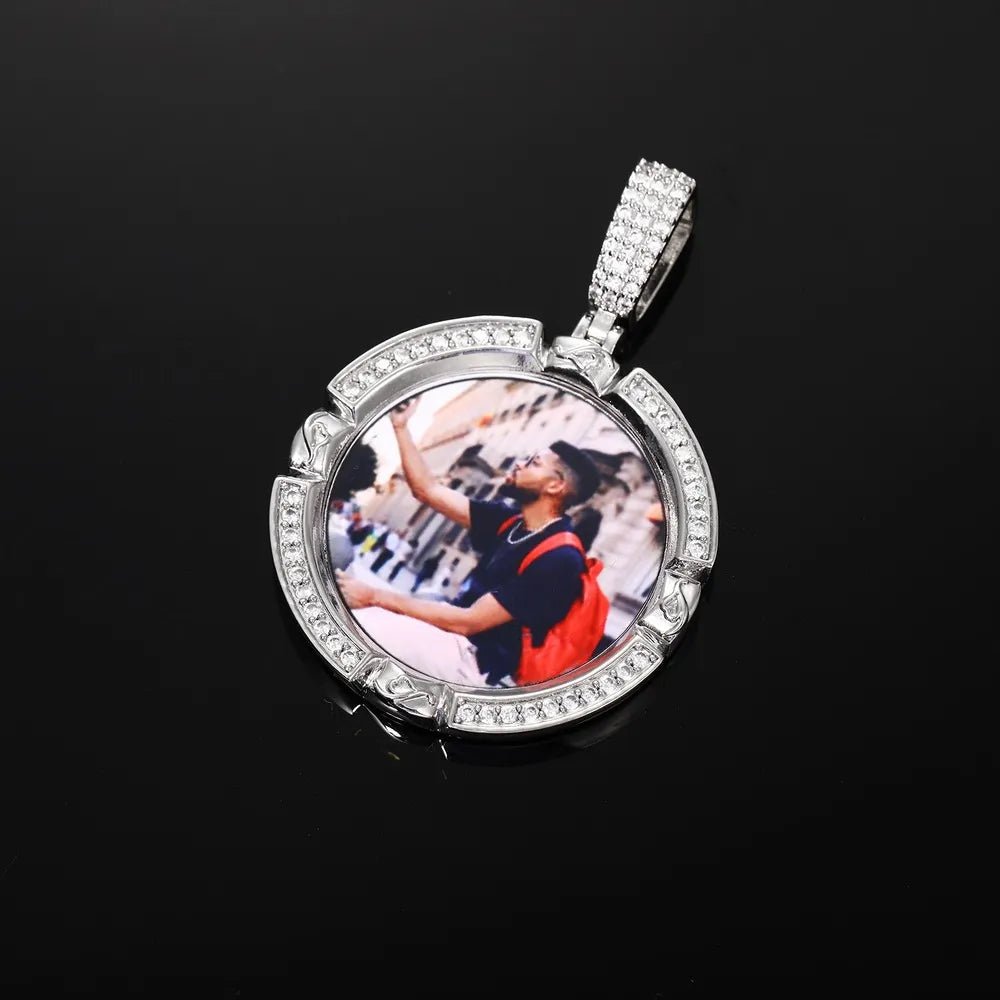 Classic Engraved Memory Photo Round Pendant - 38mm - TONGSHOP / Length:16 / Length:18