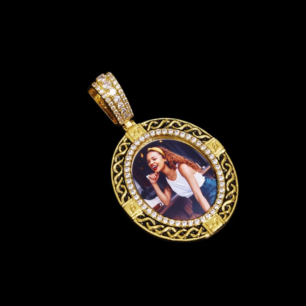 Classic Solid Round Custom Photo Pendant - 35mm - TONGSHOP / Length:16 / Length:18