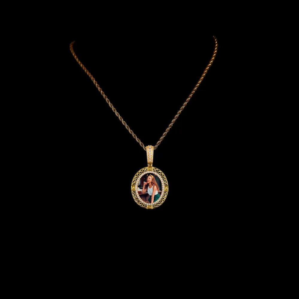 Classic Solid Round Custom Photo Pendant - 35mm - TONGSHOP / Length:16 / Length:18