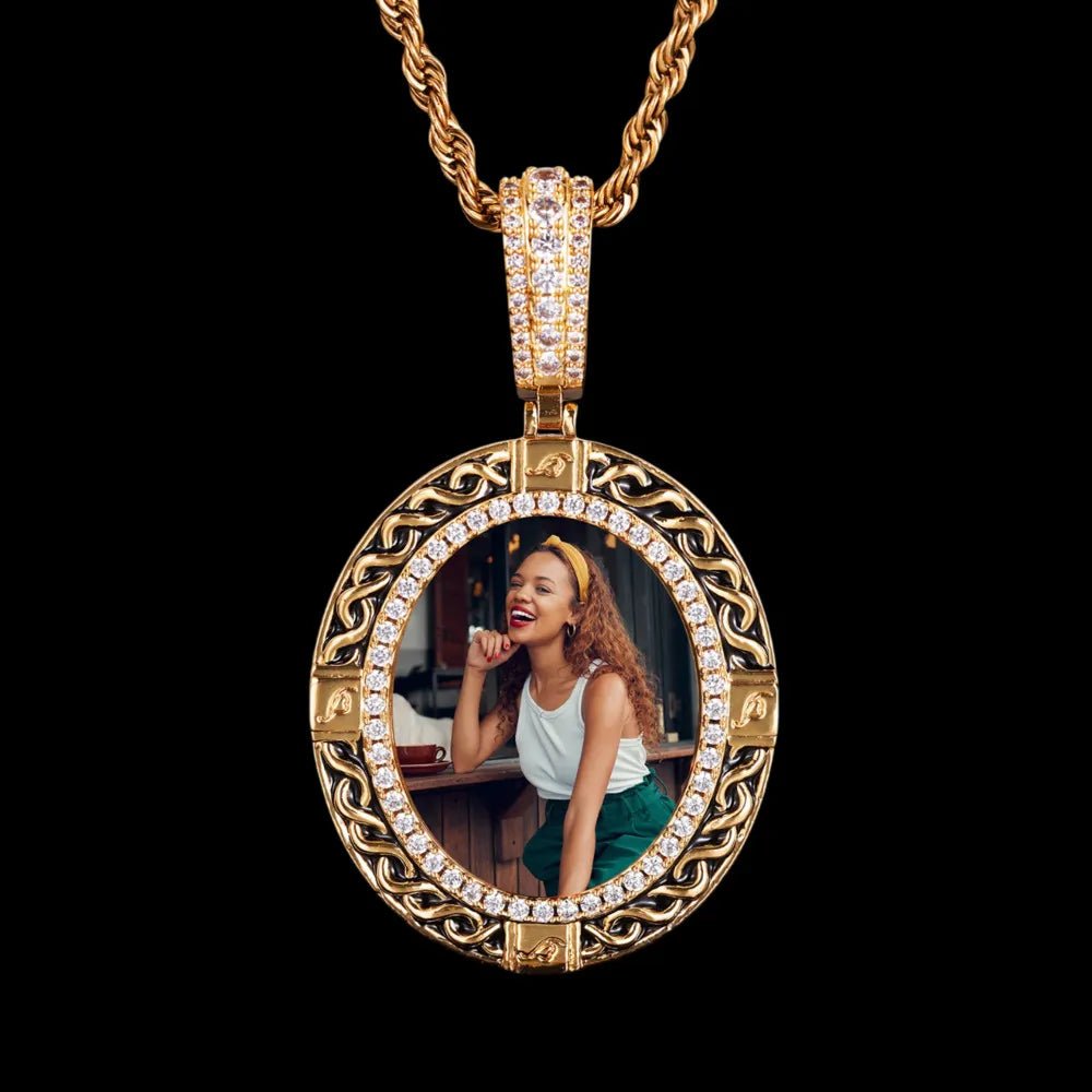 Classic Solid Round Custom Photo Pendant - 35mm - TONGSHOP / Length:16 / Length:18