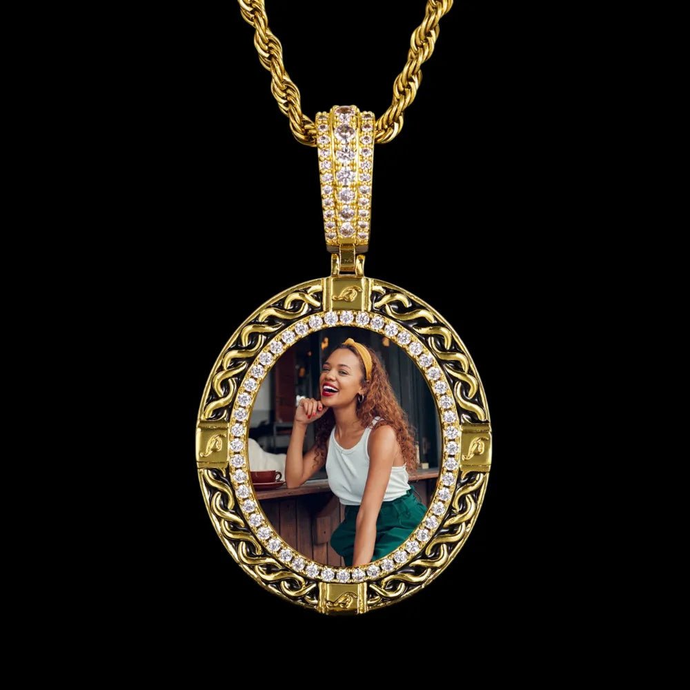Classic Solid Round Custom Photo Pendant - 35mm - TONGSHOP / Length:16 / Length:18
