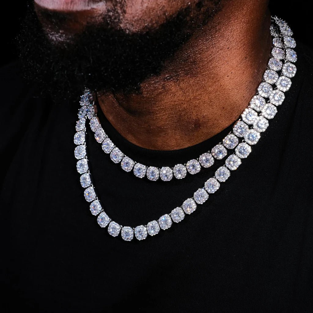 Clustered Tennis Chain in White Gold - TONGSHOP