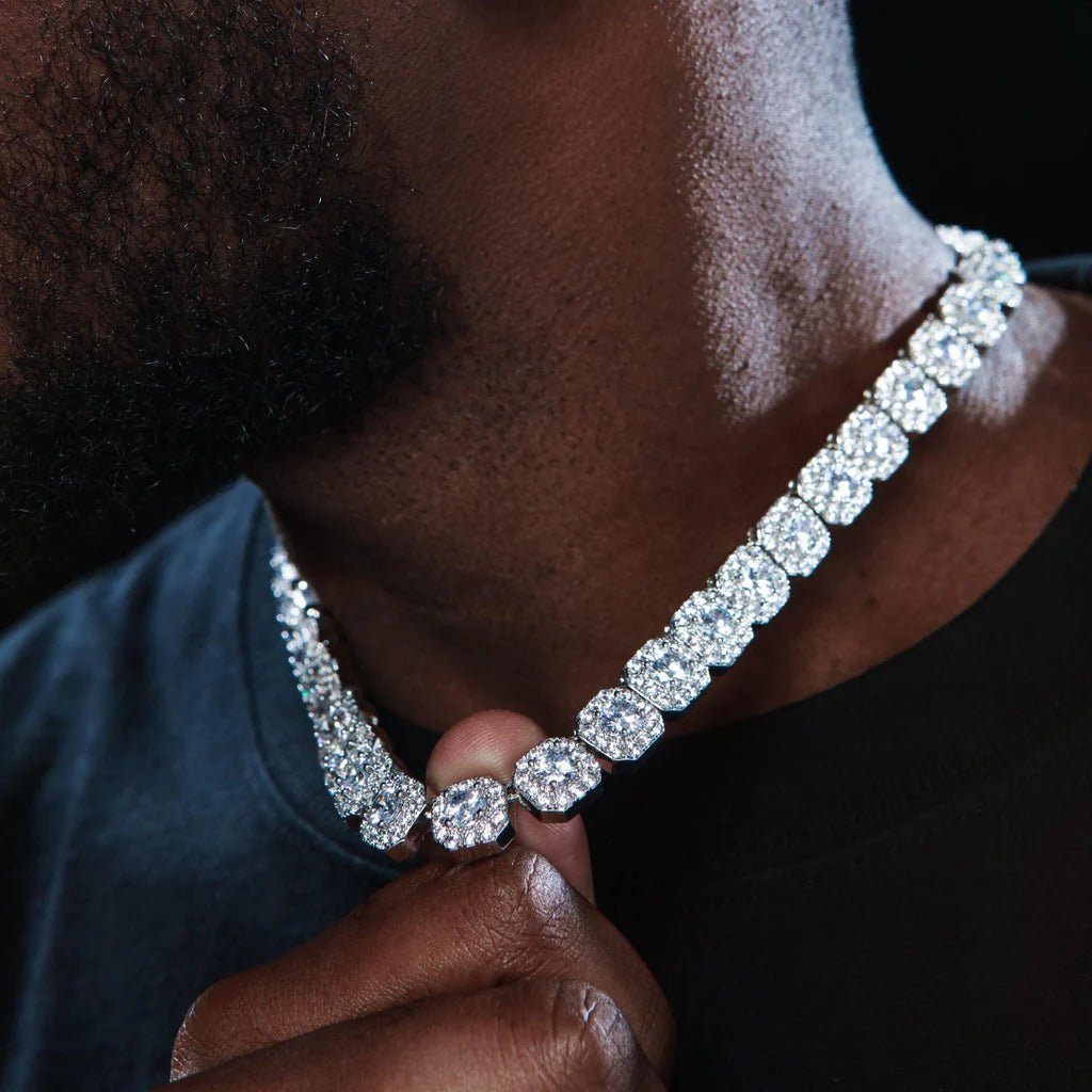 Clustered Tennis Chain in White Gold - TONGSHOP