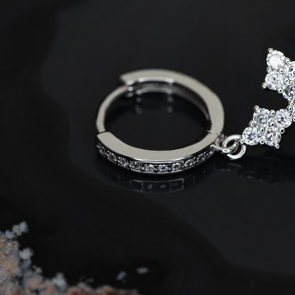 Cross Diamond Hoop Earrings 18K Gold - TONGSHOP