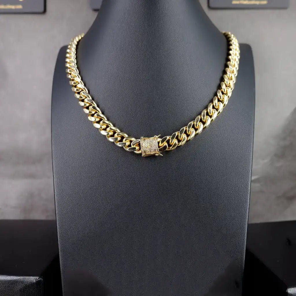 CUBAN LINK CHAIN IN YELLOW GOLDPLATED - 10MM - TONGSHOP