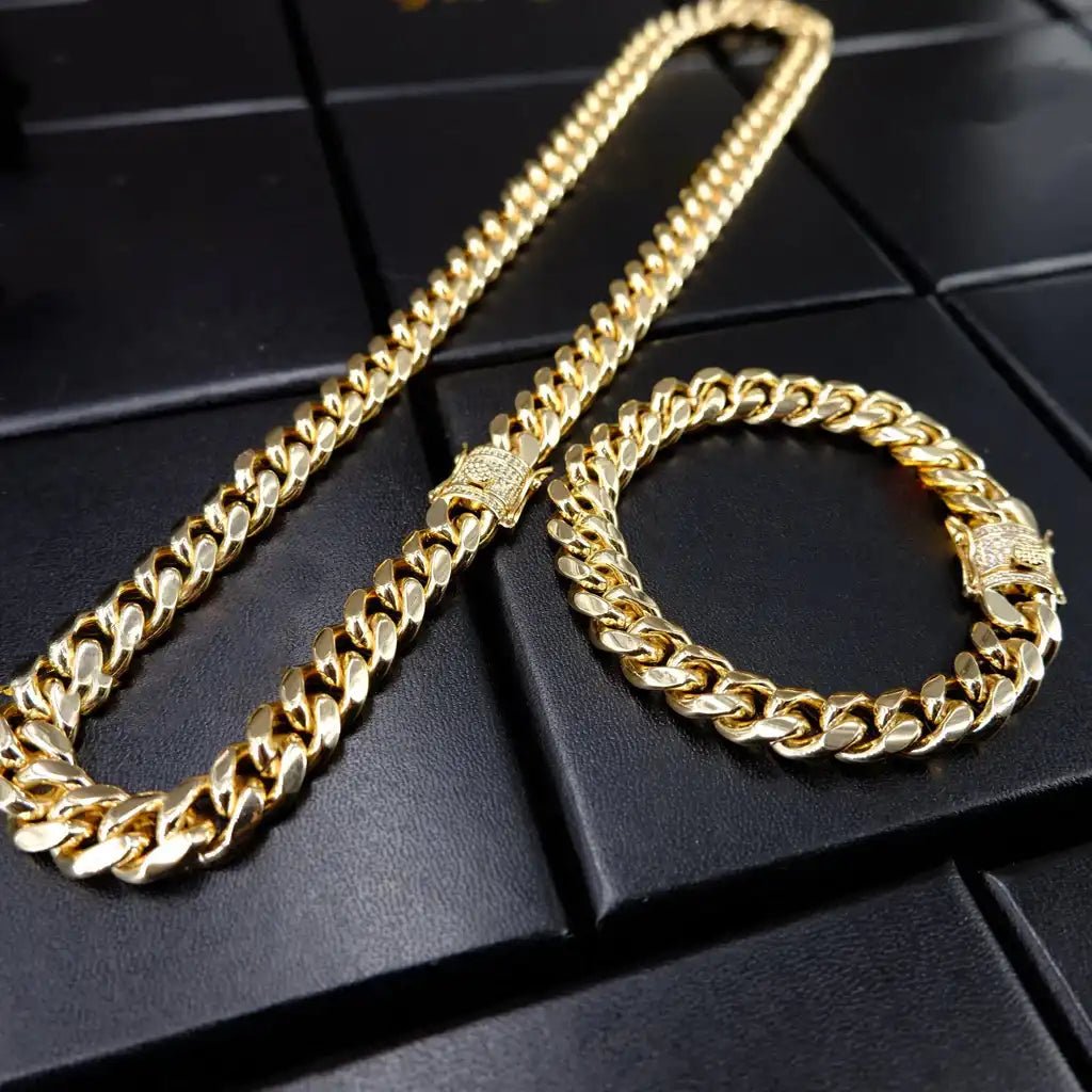 CUBAN LINK CHAIN IN YELLOW GOLDPLATED - 10MM - TONGSHOP