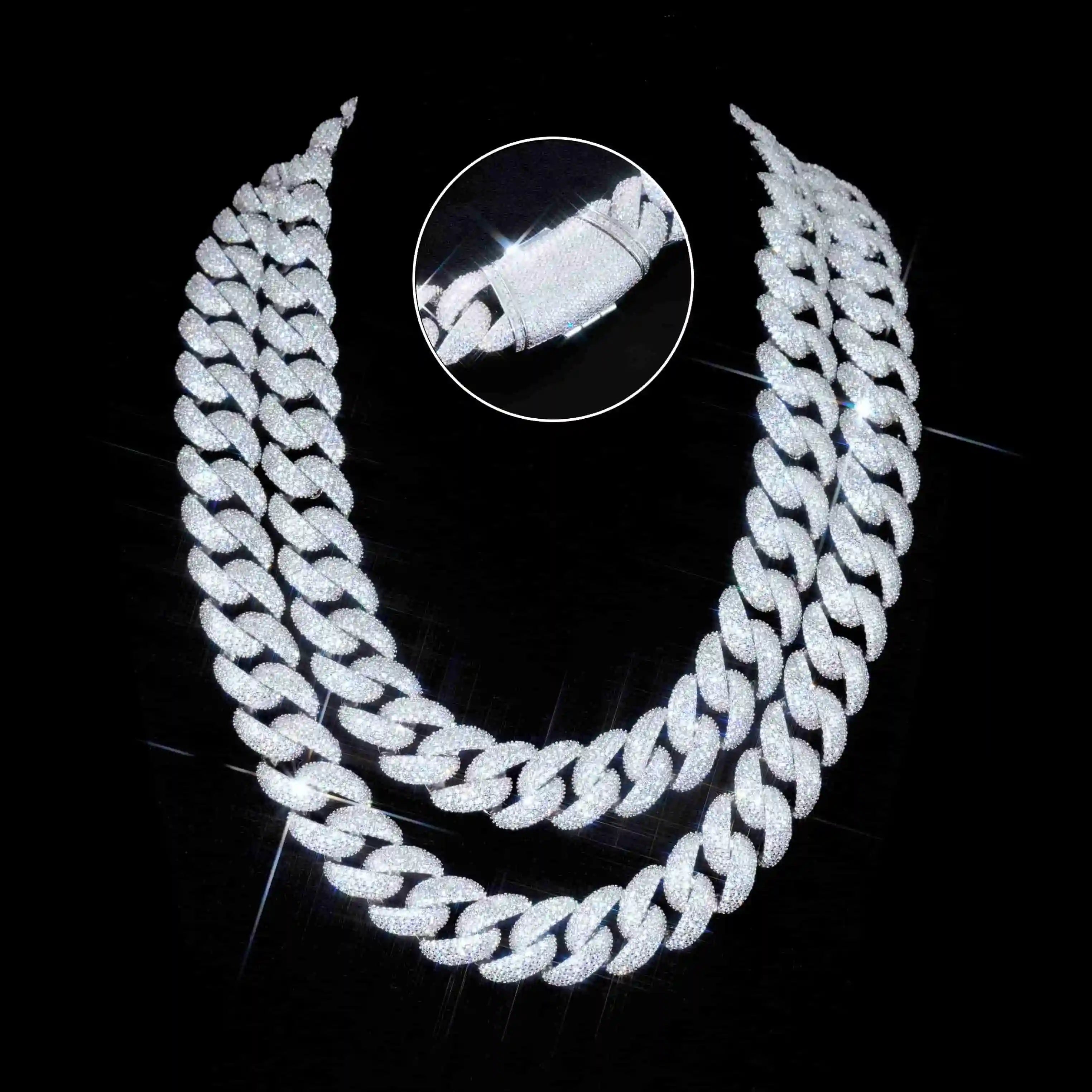 Curved Clasp Bubble Cuban Link Chain - 18mm - TONGSHOP