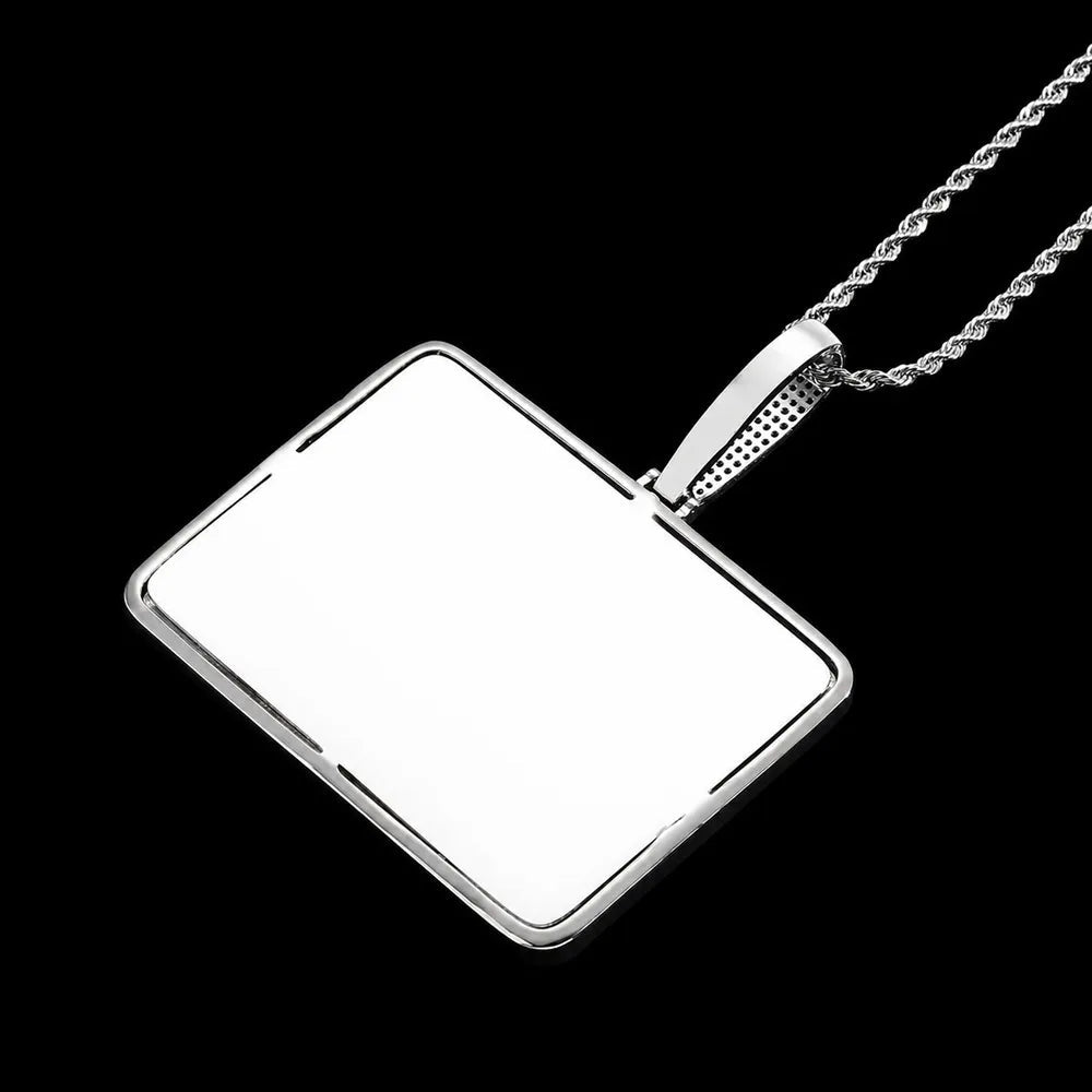 Custom 3D Iced Letter Rectangular Pendant – 76mm - TONGSHOP / Length:16 / Length:18