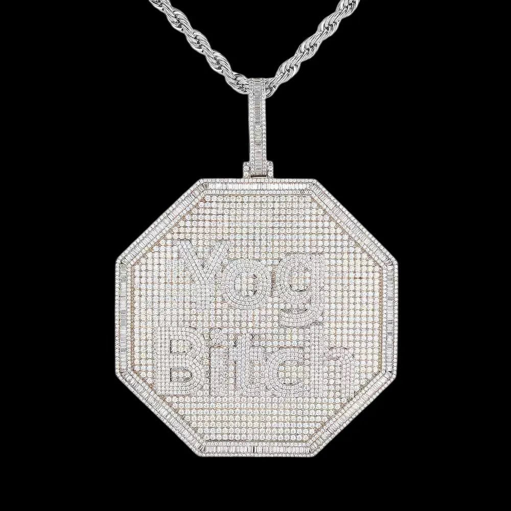 Custom 3D Iced - Out Letter Large Octagonal Pendant – 80mm - TONGSHOP / Length:16 / Length:18