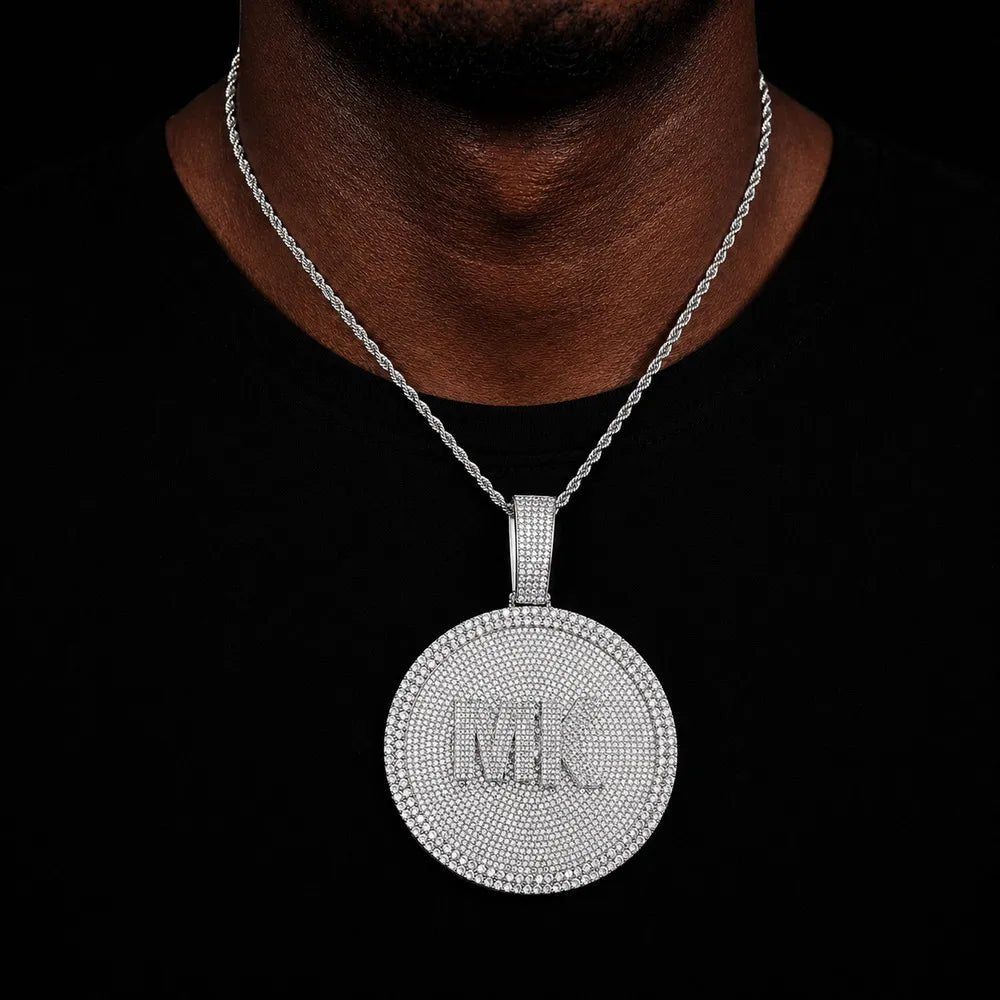Custom 3D Iced - Out Letter Large Round Pendant – 76mm - TONGSHOP / Length:16 / Length:18