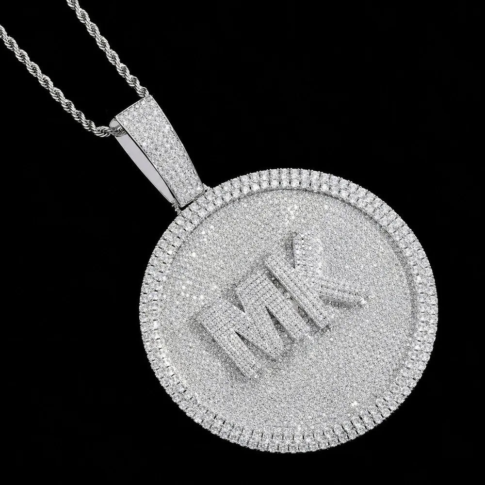 Custom 3D Iced - Out Letter Large Round Pendant – 76mm - TONGSHOP / Length:16 / Length:18