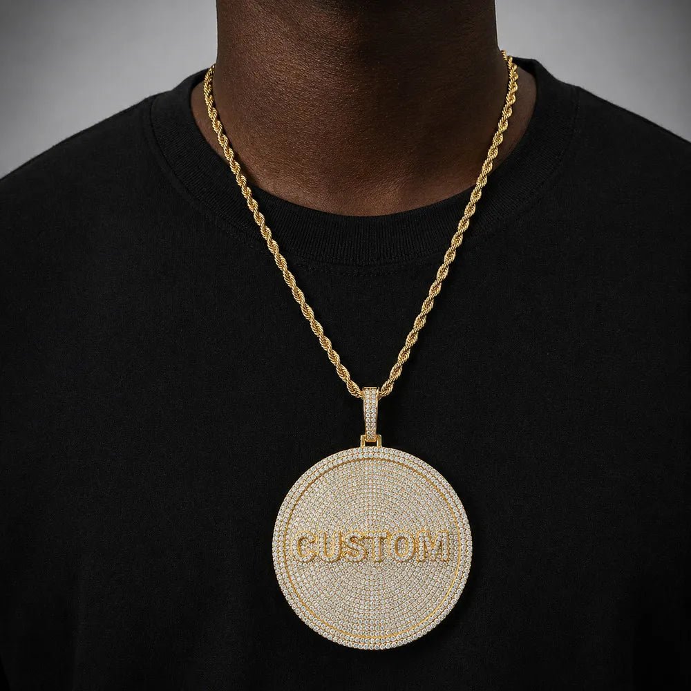 Custom 3D Iced - Out Letter Large Round Pendant – 80mm - TONGSHOP / Length:16 / Length:18