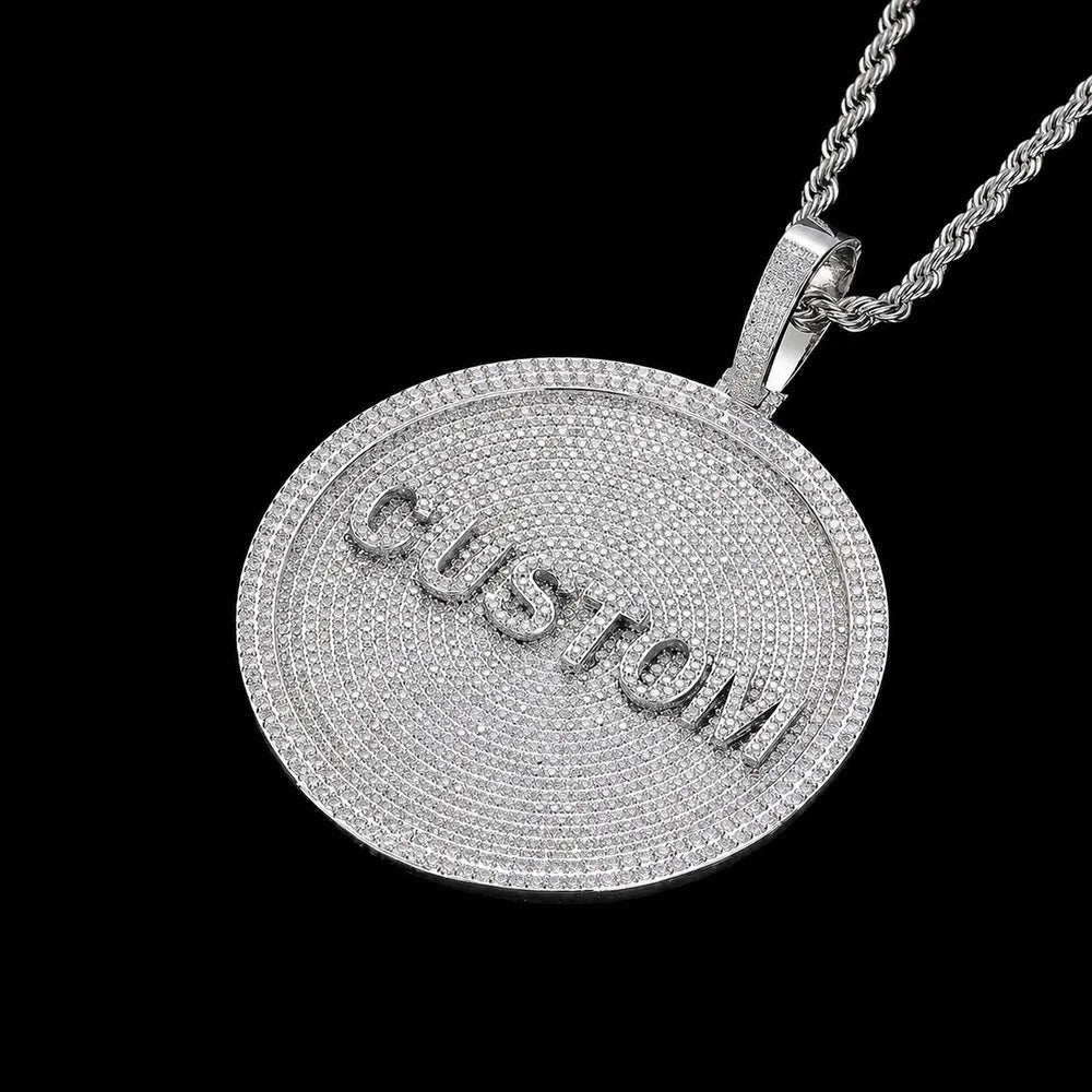 Custom 3D Iced - Out Letter Large Round Pendant – 80mm - TONGSHOP / Length:16 / Length:18
