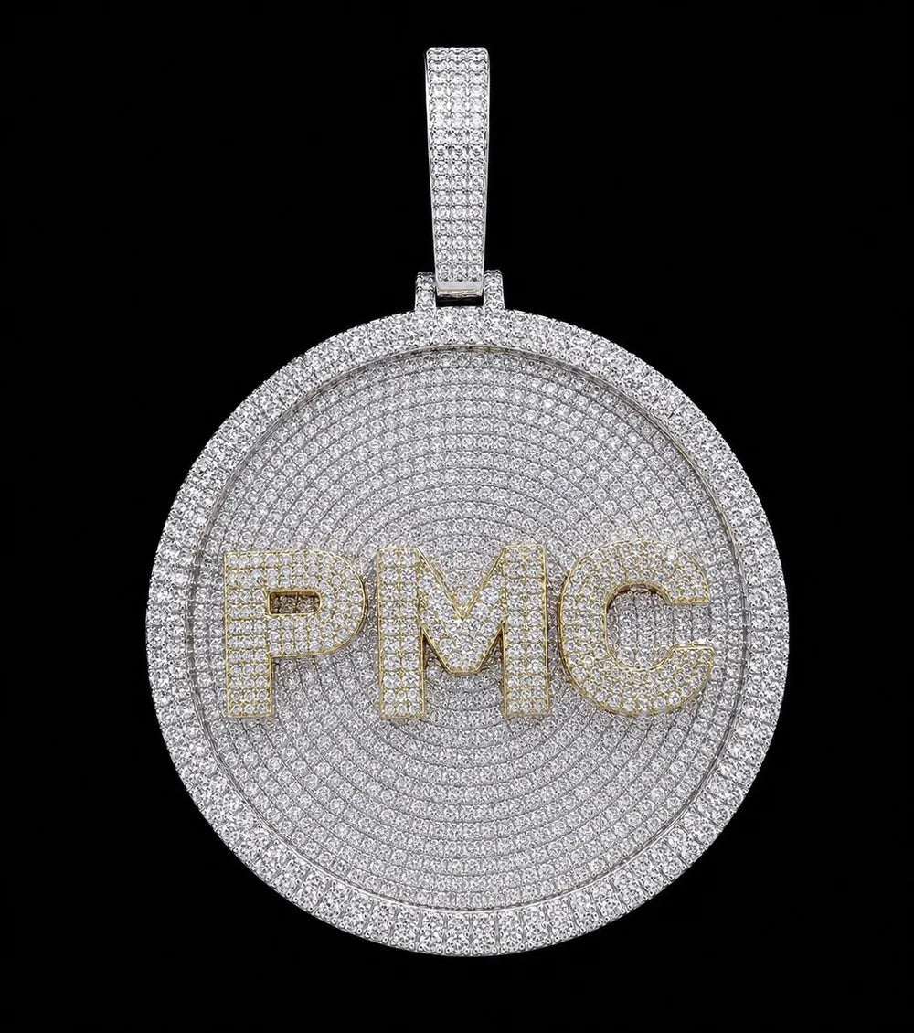 Custom 3D Iced - Out Letter Large Round Pendant – 80mm - TONGSHOP / Length:16 / Length:18