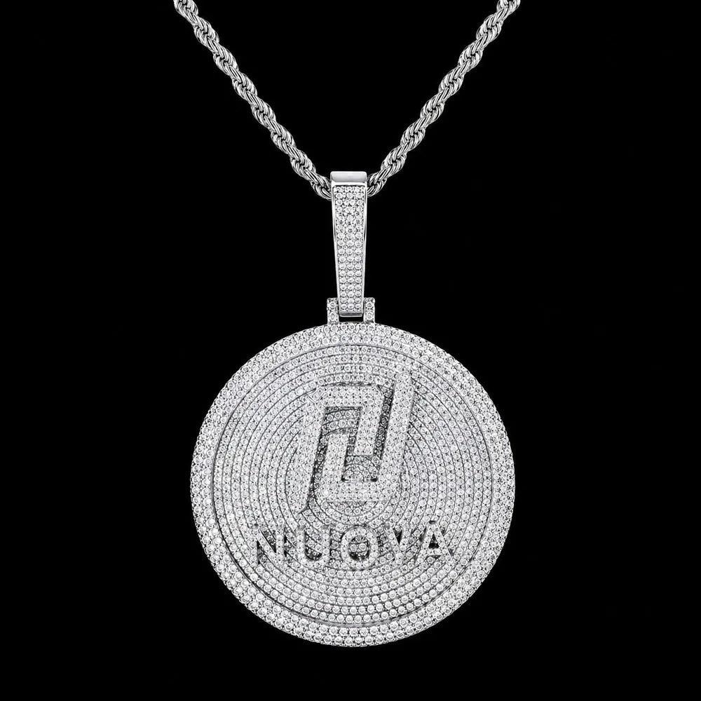 Custom 3D Iced - Out Letter Round Disc Pendant – 60mm - TONGSHOP / Length:16 / Length:18