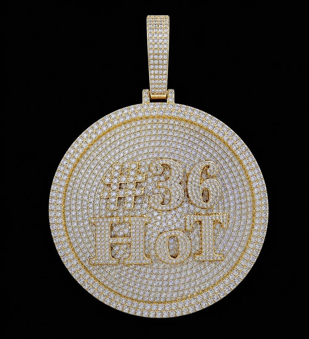 Custom 3D Iced - Out Letter Round Disc Pendant – 60mm - TONGSHOP / Length:16 / Length:18