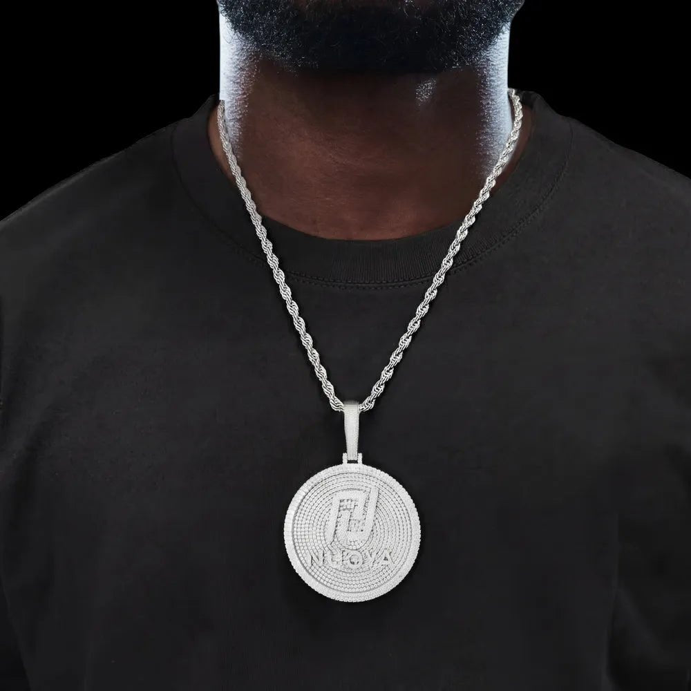 Custom 3D Iced - Out Letter Round Disc Pendant – 60mm - TONGSHOP / Length:16 / Length:18