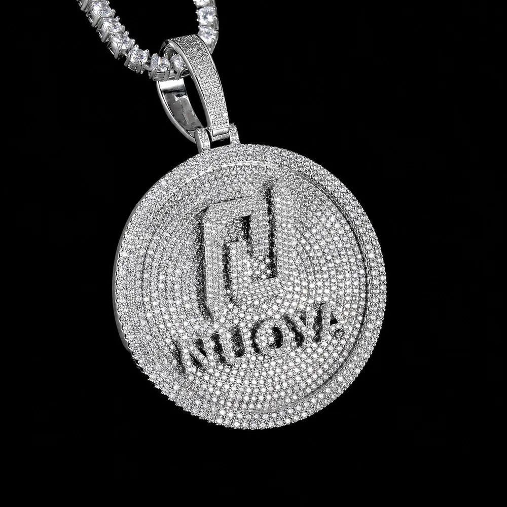 Custom 3D Iced - Out Letter Round Disc Pendant – 60mm - TONGSHOP / Length:16 / Length:18