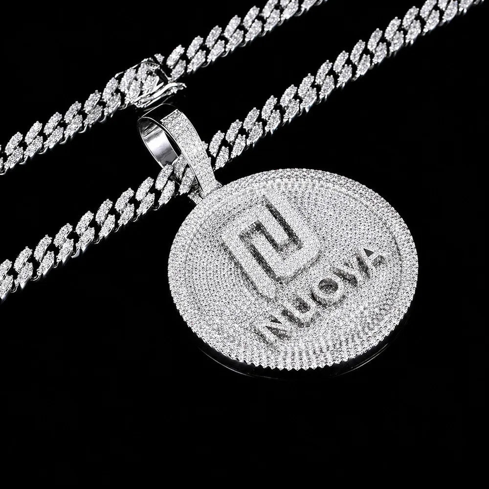 Custom 3D Iced - Out Letter Round Disc Pendant – 60mm - TONGSHOP / Length:16 / Length:18