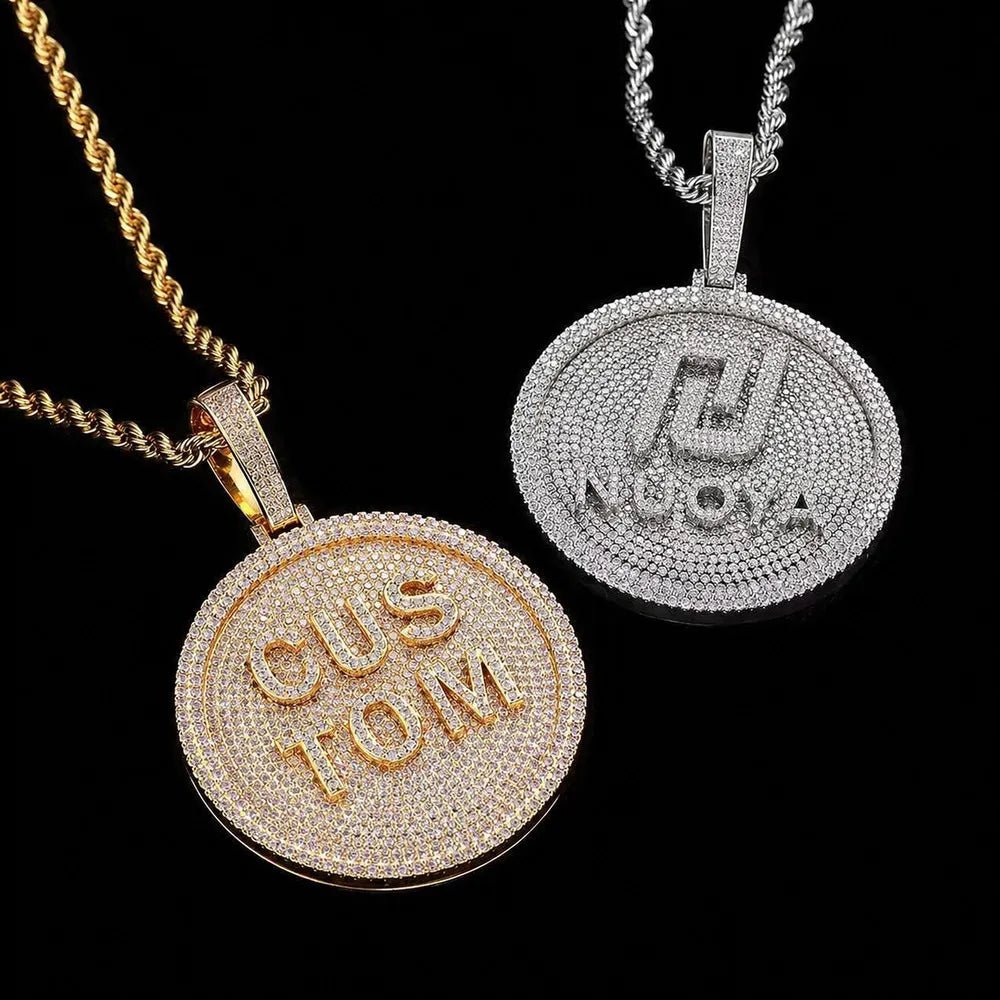Custom 3D Iced - Out Letter Round Disc Pendant – 60mm - TONGSHOP / Length:16 / Length:18