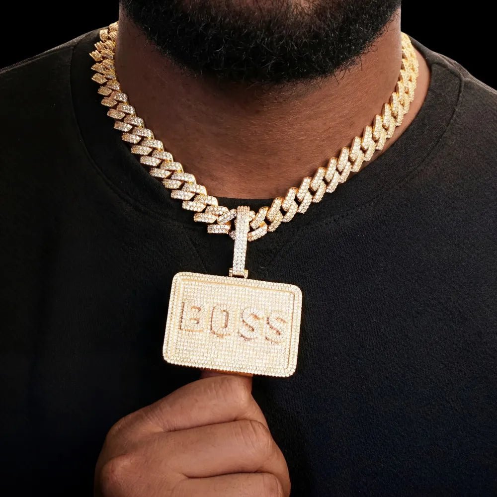 Custom 3D Letter Medium Rectangular Pendant - TONGSHOP / Length:16 / Length:18