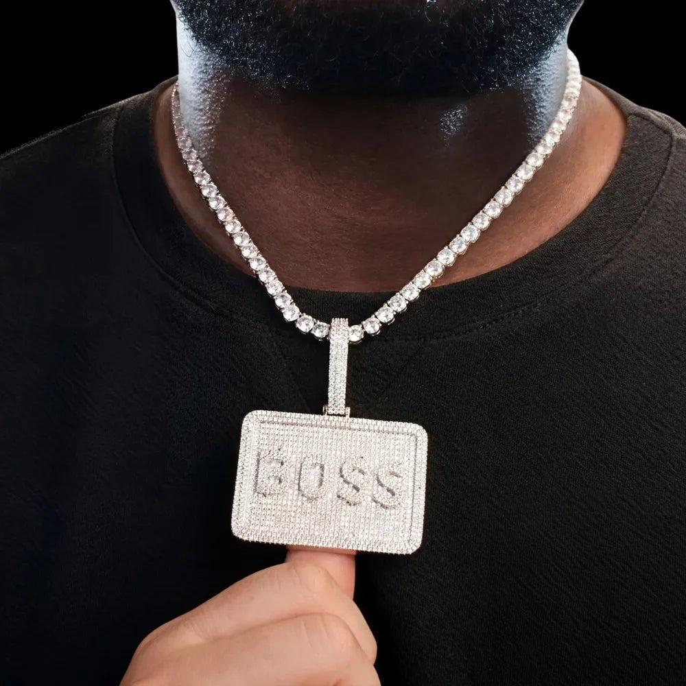 Custom 3D Letter Medium Rectangular Pendant - TONGSHOP / Length:16 / Length:18