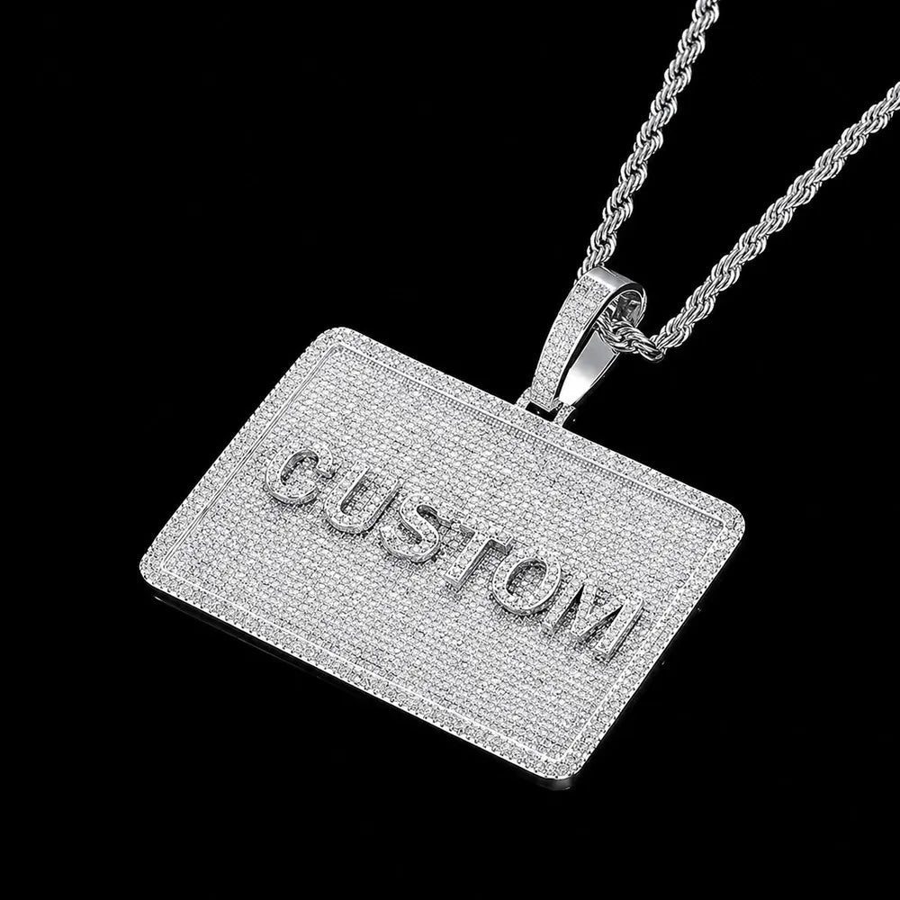 Custom 3D Letter Rectangular Pendant Necklace – 80mm - TONGSHOP / Length:16 / Length:18