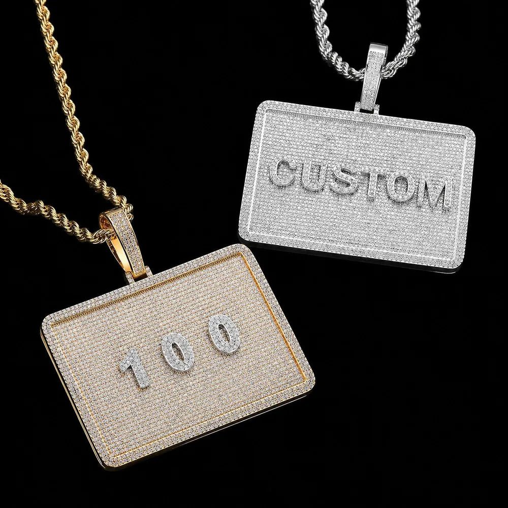 Custom 3D Letter Rectangular Pendant Necklace – 80mm - TONGSHOP / Length:16 / Length:18