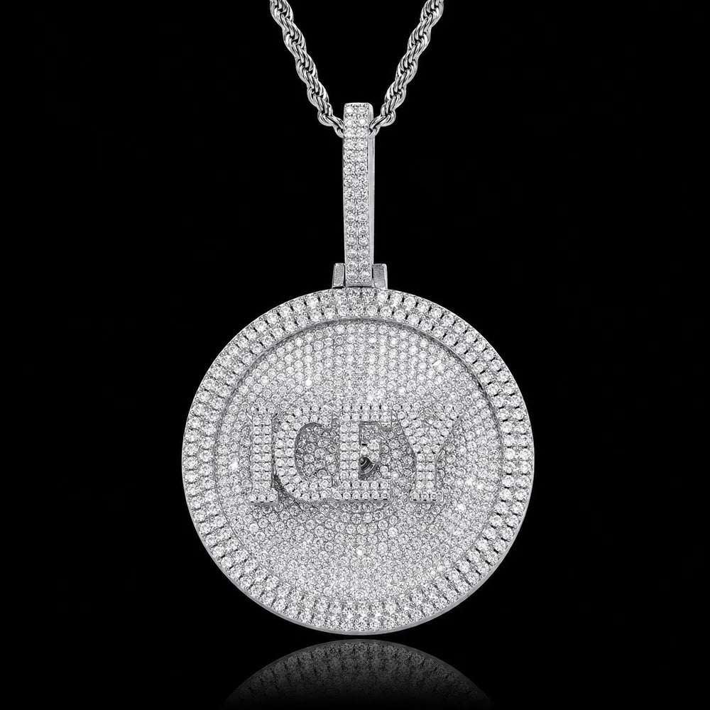 Custom 3D Rotatable Letter Medium Round Disc Pendant – 52mm - TONGSHOP / Length:16 / Length:18