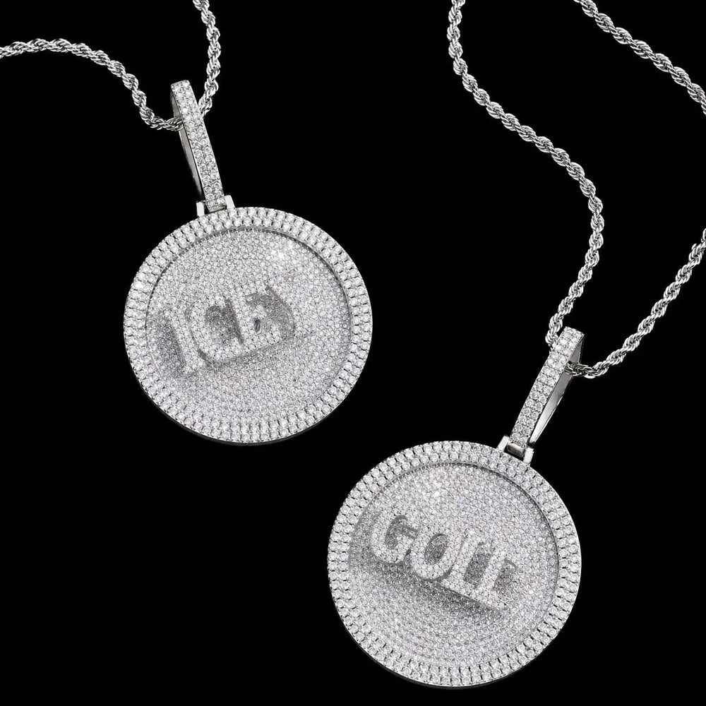 Custom 3D Rotatable Letter Medium Round Disc Pendant – 52mm - TONGSHOP / Length:16 / Length:18