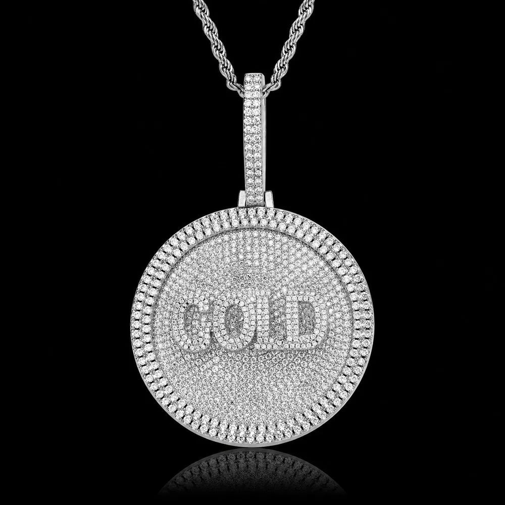 Custom 3D Rotatable Letter Medium Round Disc Pendant – 52mm - TONGSHOP / Length:16 / Length:18
