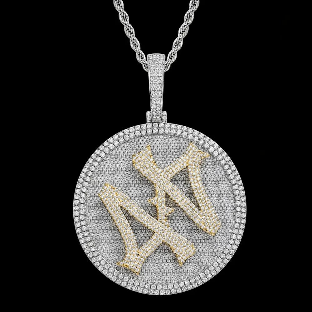 Custom 3D Rotating Letter Large Circular Iced - Out Pendant – 80mm - TONGSHOP / Length:16 / Length:18